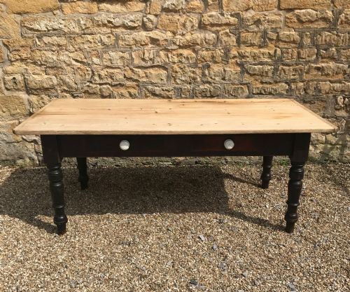 A Large Cornish Scrubbed Pine Kitchen Table Circa 1890