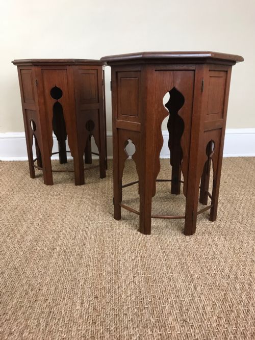 A Matched Pair of Anglo-indian Teak Octagonal Tables Circa 1910