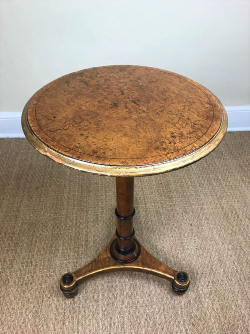 A William IV Amboyna Ebonised and Parcel Gilt Occasional or Lamp Table Circa 1835