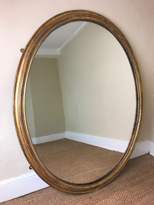 A Large Mid 19th Century English Oval Water Gilt Mirror Circa 1840