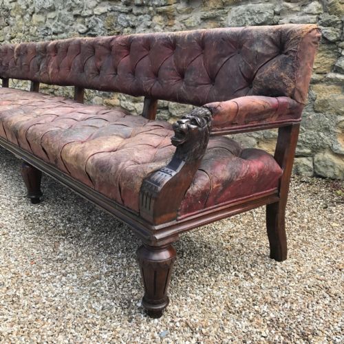 An Enormous Victorian Mahogany Country House Billiard Room Sofa Circa 1880