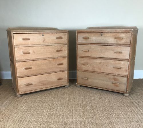 A Pair of 1930'S Limed Oak Chest of Drawers