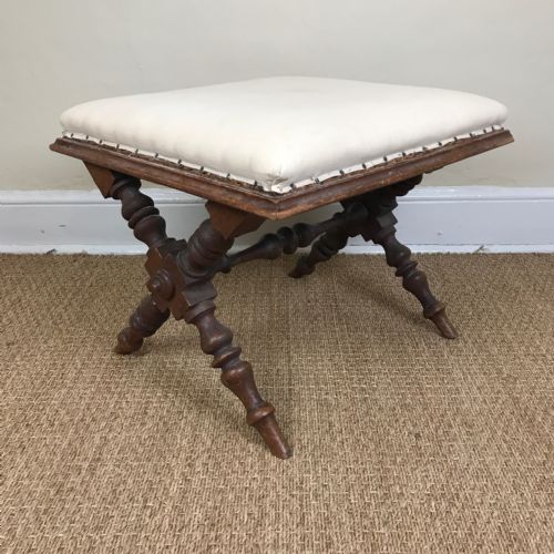 A Victorian Walnut X Frame Stool Circa 1860