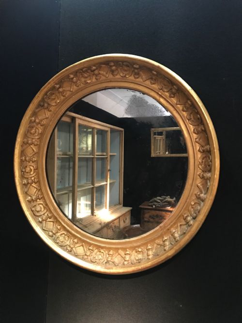 A Large William IV Gothic Water Gilt Circular Mirror Circa 1835