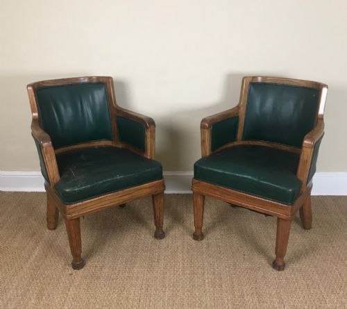 A Pair of Edwardian Walnut and Leather Library Chairs Circa 1910