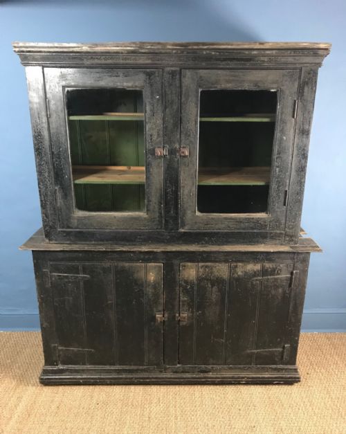 A Late 19th C Cornish Glazed Kitchen Cabinet . Launceston C 1890