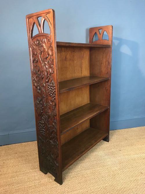 An Arts and Crafts Oak Open Bookcase C 1905 by Arthur Simpson of Kendall