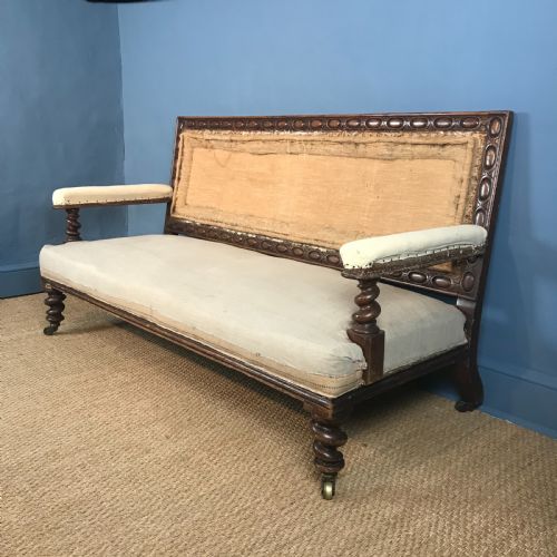 A Mid Victorian Oak Bobbin Turned Sofa Circa 1870 .