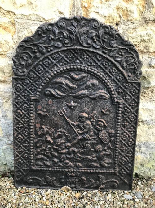 A Late 19th C Iron Fire Back C 1900 in 17th Style