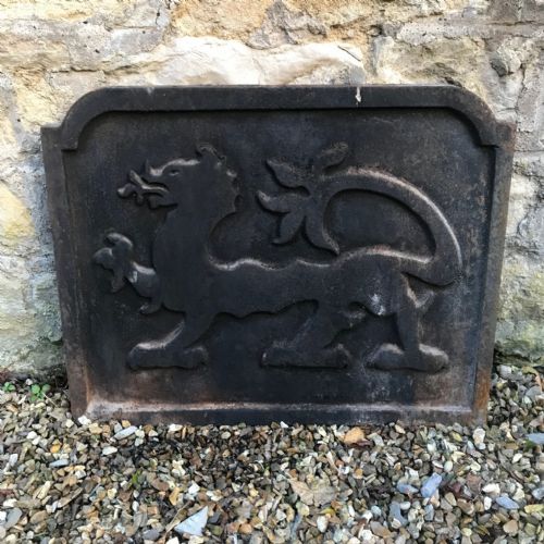 A  Late 19th C Iron Fireback C 1900 Depicting a Welsh Dragon