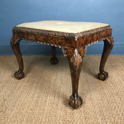 A George 1 Style Walnut and Parcel Gilt Stool C 1900