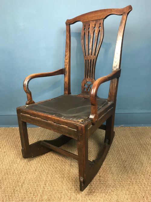 An Unusual Georgian Elm Rocking Chair . West Country Vernacular C 1830