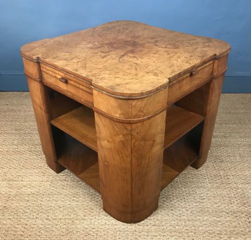An Art Deco Burr Walnut Book Table Circa 1930 by Maples
