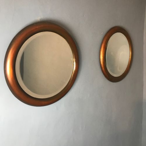 A Pair of Edwardian Anodised Copper Circular Mirrors Circa 1910
