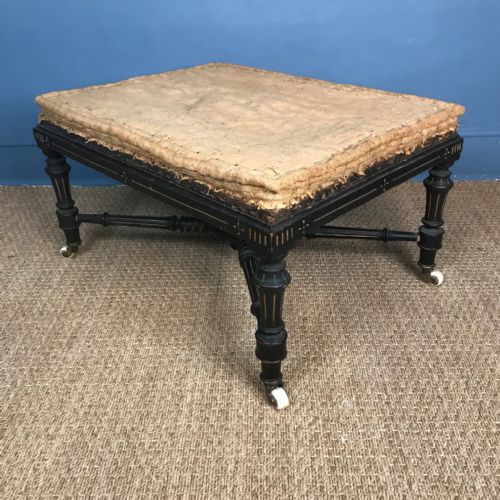 A Large Victorian Ebonised Aesthetic Movement Stool Circa 1890.