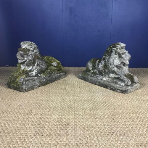 A Pair of Composite Stone Seated Lions Circa 1920