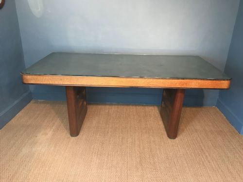 AN ART DECO BIRDS EYE MAPLE AND ROSEWOOD AND SILVERED GLASS TOPPED TABLE CIRCA 1930 - ADDITIONAL PHOTO 1