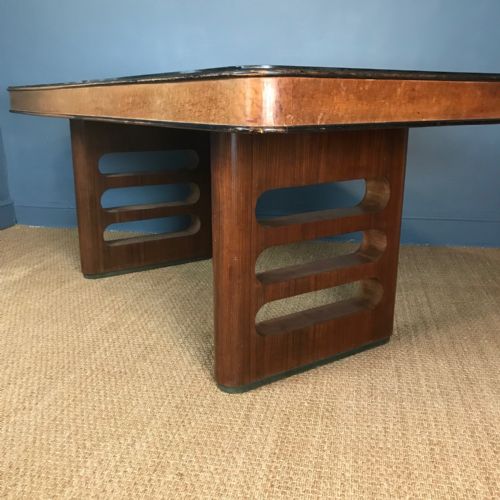 AN ART DECO BIRDS EYE MAPLE AND ROSEWOOD AND SILVERED GLASS TOPPED TABLE CIRCA 1930 - ADDITIONAL PHOTO 3