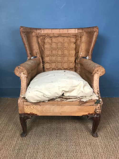 An Edwardian Walnut Cabriole Leg Wing Armchair Circa 1910