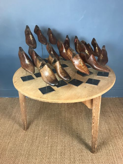 A Collection of 18 Victorian Padouk Wood Shoe Lasts by Lobb and Co St James London C 1880