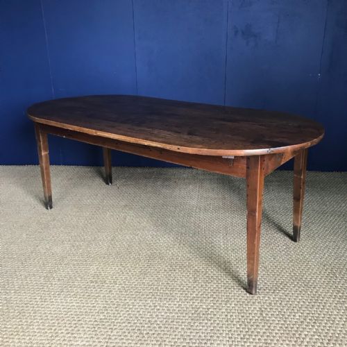 A Large French Oval Elm Farmhouse Table Circa 1860 to Seat 8 People