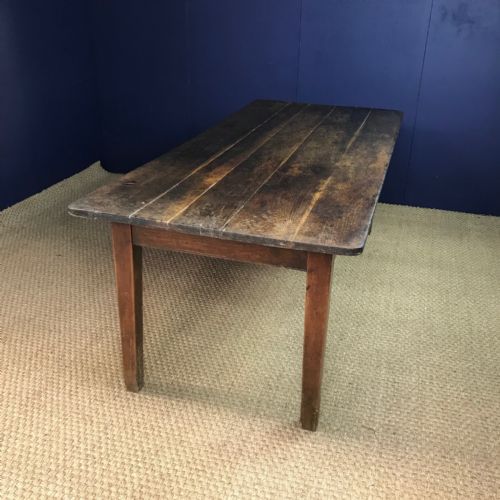 A French Elm Farmhouse Table . Mid 19th C to Seat 8-10 .
