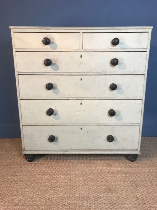 A Late Regency Painted Tall Chest of Drawers Circa 1830 .