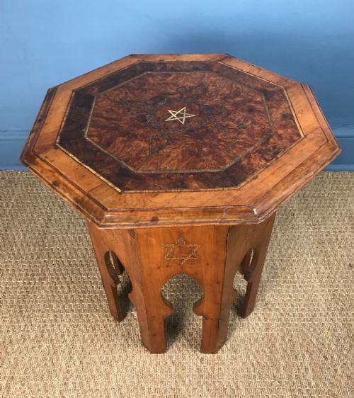 A Late 19th C Jerusalem Olive Wood Octagonal Table Circa 1900