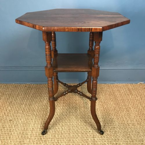 An Aesthetic Movement Rosewood Octagonal 2 Tier Table C 1890