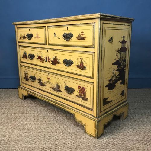 An Edwardian Chinoiserie Painted Chest of Drawers Circa  1910