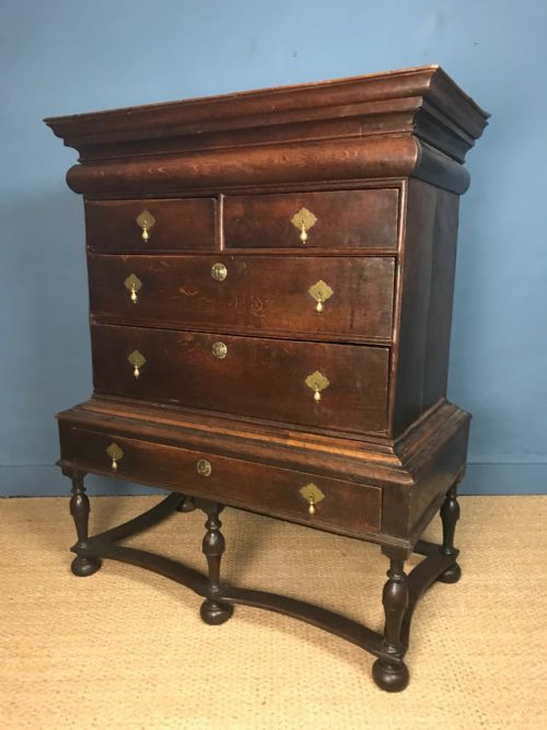 A William and Mary Oak Chest on Stand . Anglo Dutch Circa 1690