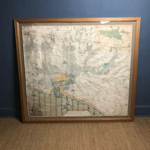 A Very Rare Hand Coloured Map of Chichester Harbour by Macdonald Gill Dated 1939