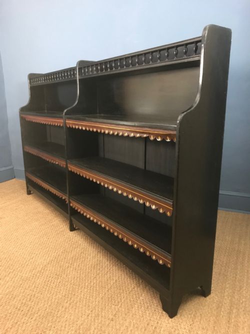 A Long Aesthetic Movement Ebonised Bookcase Circa 1880
