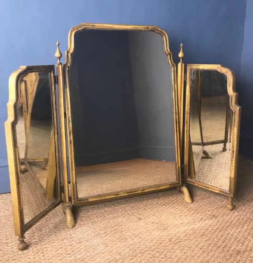 An Edwardian Chinoiserie Painted Triptych Dressing Table Mirror Circa 1910