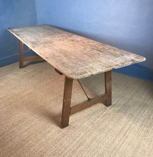 A Large Cornish Pine Folding Trestle Table Circa 1910