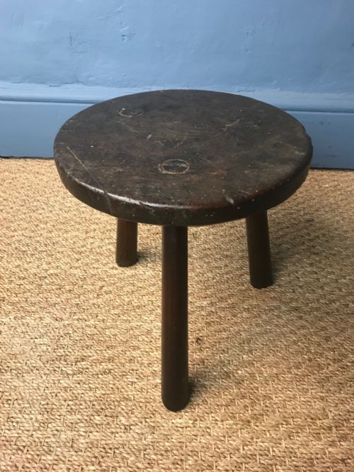 A West Country Primitive Fruitwood Milking Stool Circa 1860