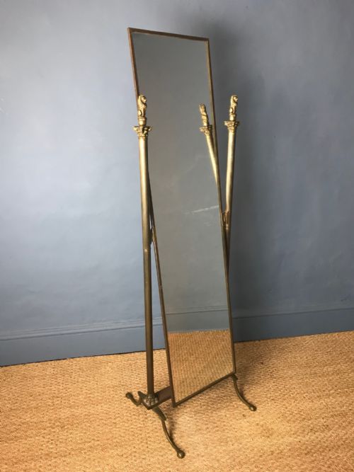 An Edwardian Brass Cheval Mirror Circa 1910