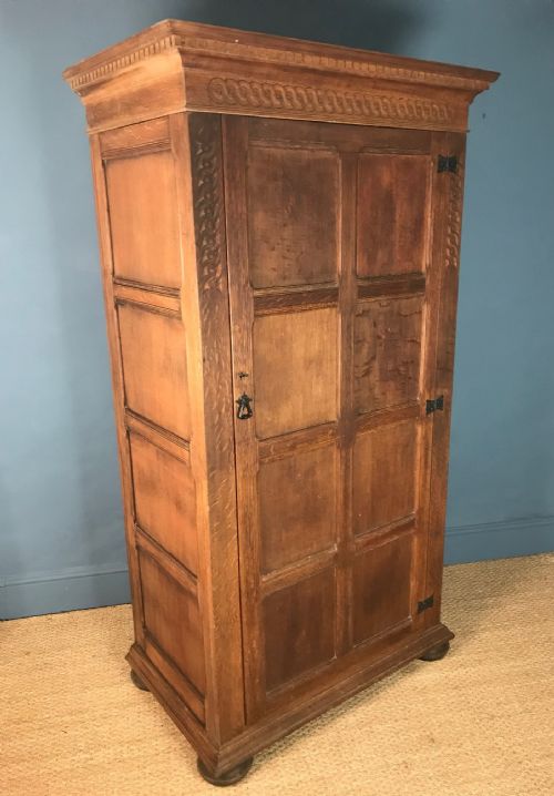 An Edwardian Oak Hall Cupboard/wardrobe C 1910 in the Style of Sir Edwin Lutyens