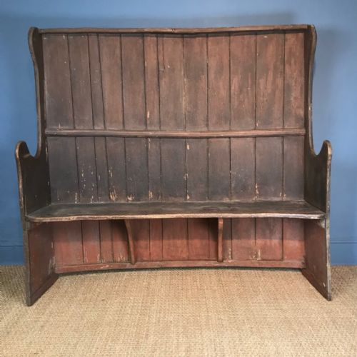 An 18th C Painted Elm Dorset Settle in Totally Original Condition