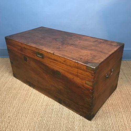 A Large 19th C Export Camphor and Brass Banded Box Circa 1880