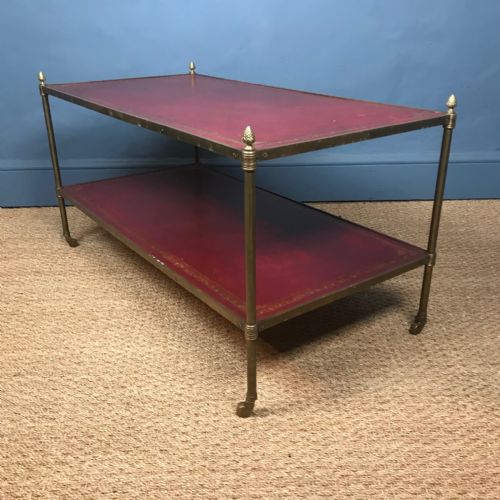 An Edwardian Leather and Brass 2 Tier Table Circa 1910