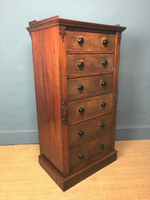 An Unusual Victorian Mahogany and Leather Wellington Chest Circa 1860