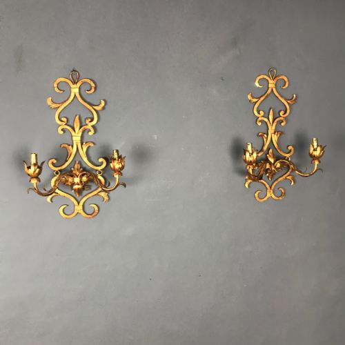 A Set of 4 Spanish Gilt Brass Wall Sconces Circa 1910