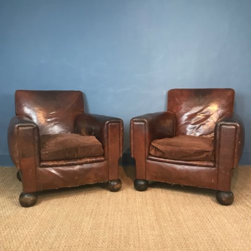 A Pair of English Leather Club Chairs by Cowleys Circa 1930
