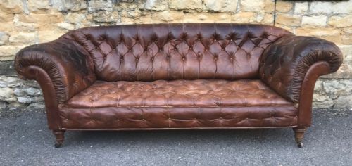 A Large Victorian Leather Country House Chesterfield Circa 1880