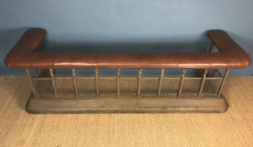 A Large Edwardian Iron Wood and Leather Club Fender Circa 1910.