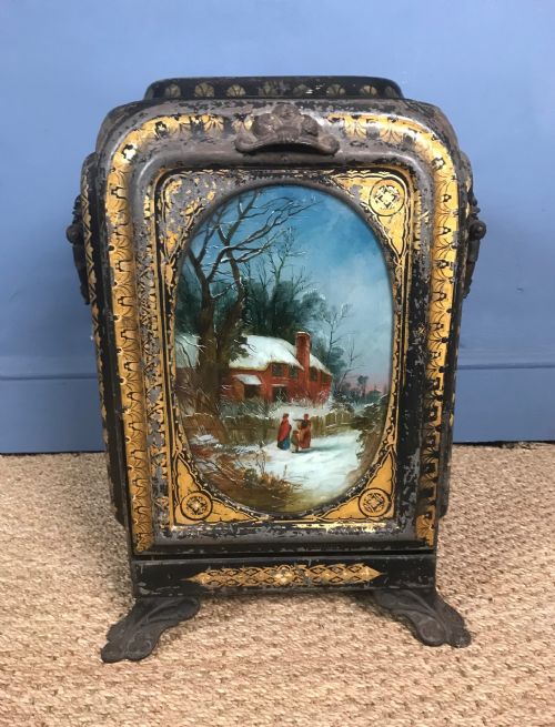 A Rare Victorian Painted Iron Patent Purdonium Circa 1870 by Frederick Walton and Co