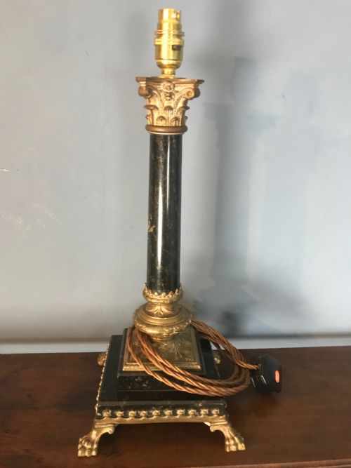A Late Victorian Marble and Brass Mounted Lamp Circa 1900