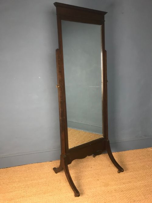 An Edwardian Mahogany Cheval Mirror Circa 1910
