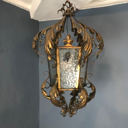A Late Victorian Gilt Brass Hexagonal Hall Lantern C 1890